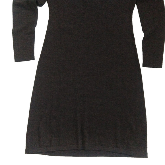 Garnet Hill Eco Merino Trapeze Sweater Dress Size S Brown Mock Neck Long Sleeve - Picture 3 of 5